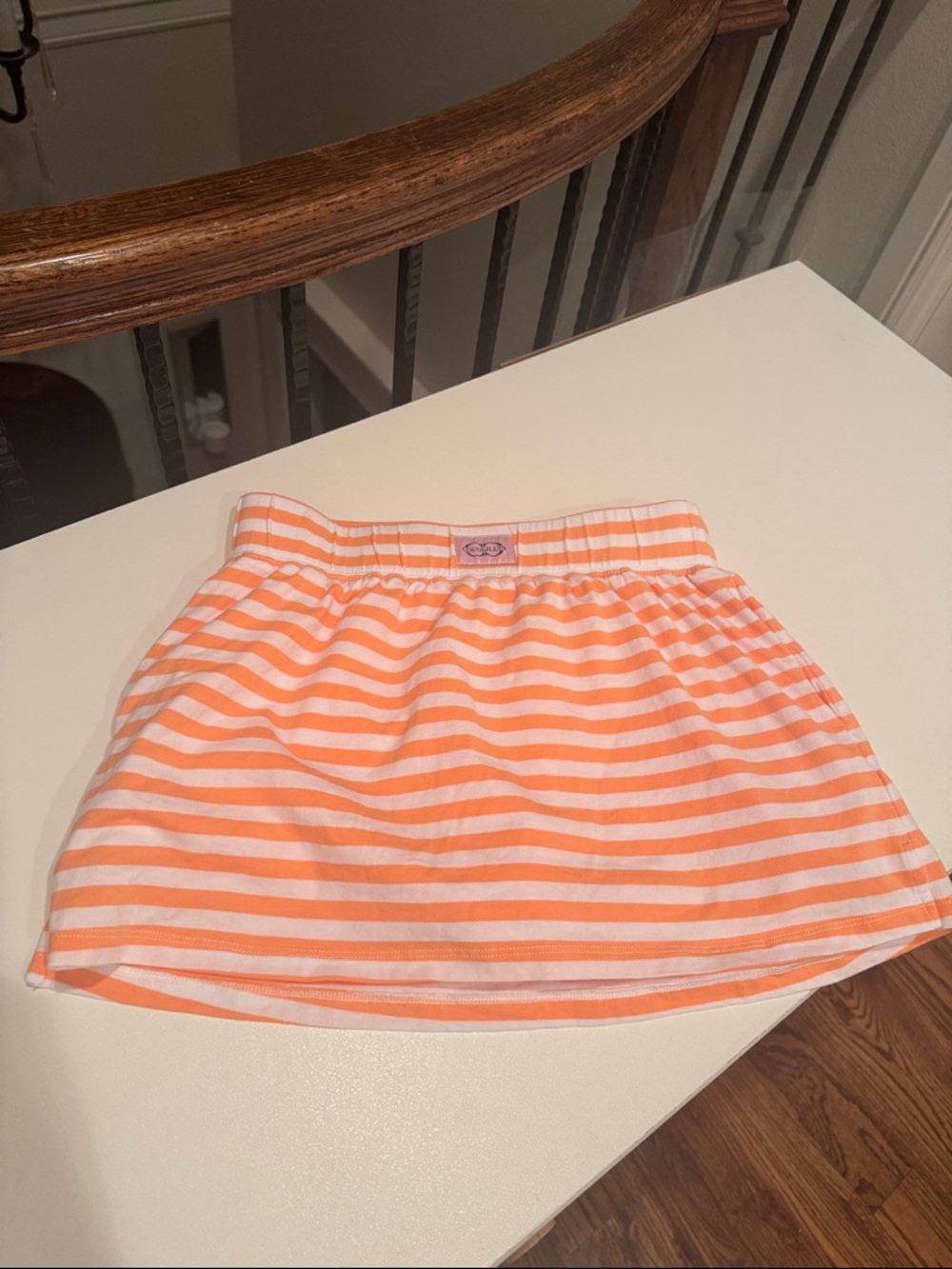 🧡 S Cocolillys Striped Orange White Mini Skirt Tennis Skort Small